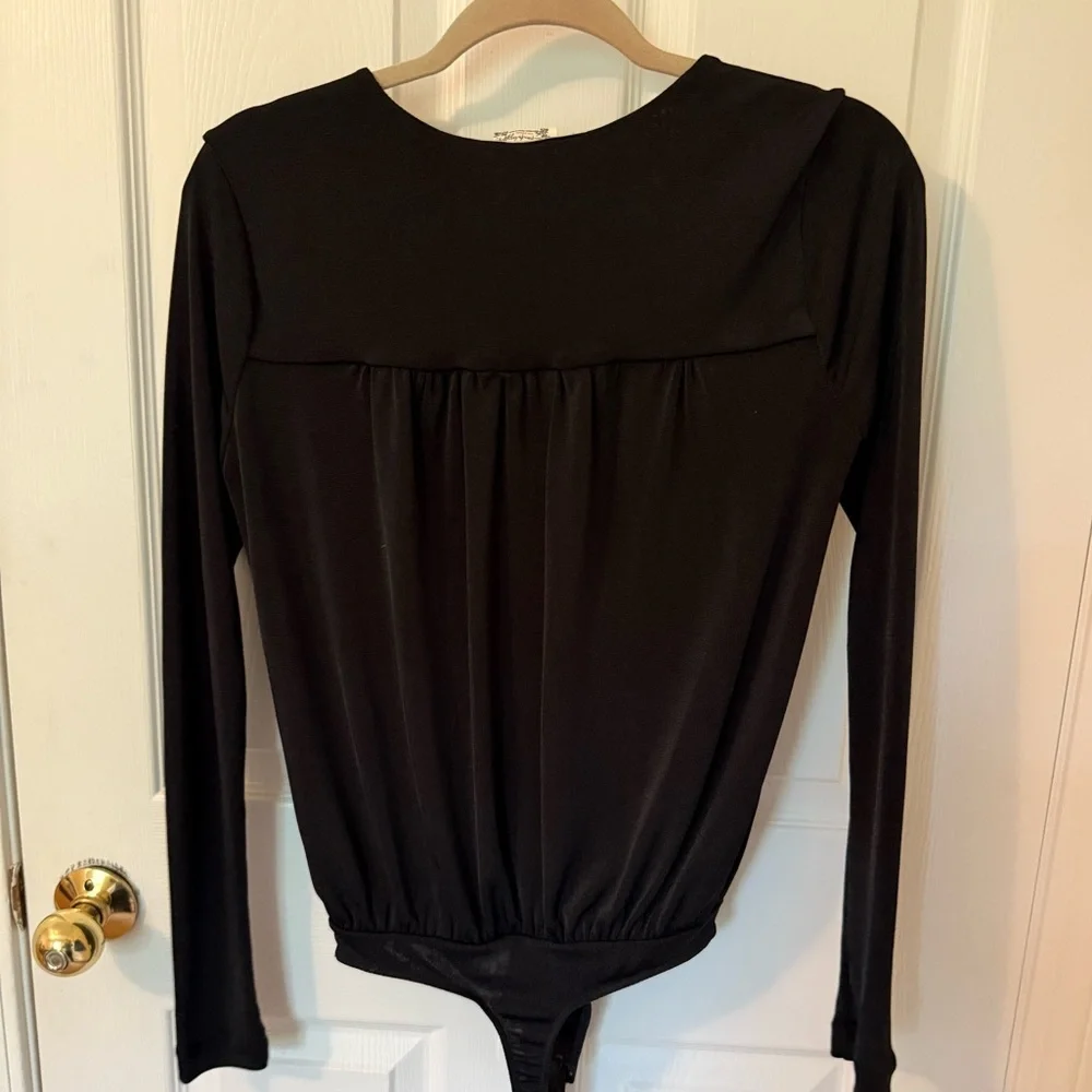 Free People Women’s Black Silky Bodysuit